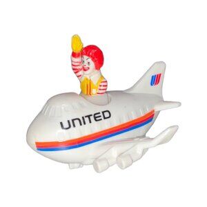 United Airlines McDonalds 1993 Ronald McDonald Airplane Toy Collectible